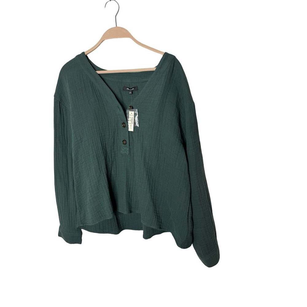 Madewell Top‎ XL Lightspun Double Gauze Long Sleeve Peasant Bohemian Casual Boho